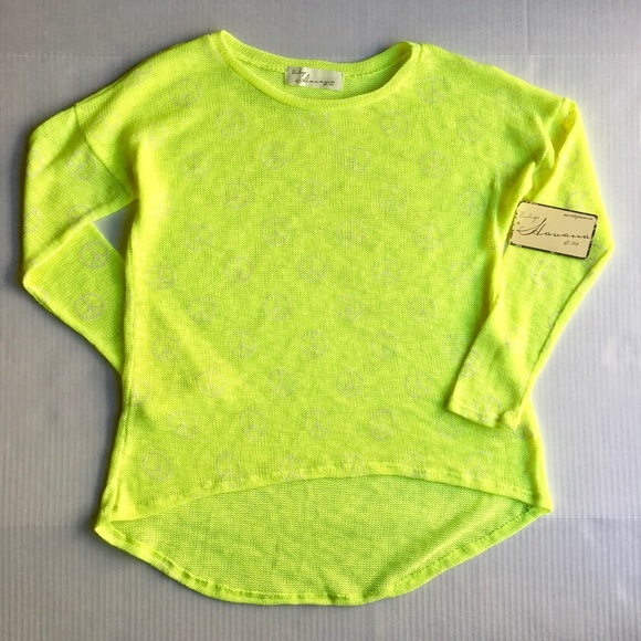 Vintage Havana Sweaters - Vintage Havana Yellow Peace Sign Sweater - M